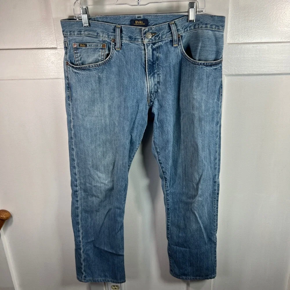 Polo Ralph Lauren Mens Straight Leg Light Wash Denim Jeans 33x30